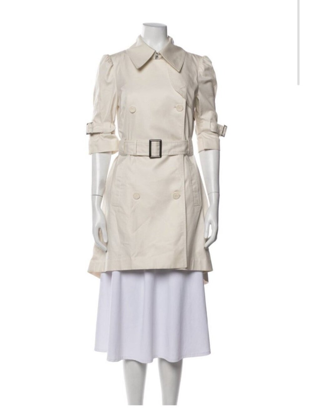 yaya Authentic solid bone white belted trench coat Cotton Medium